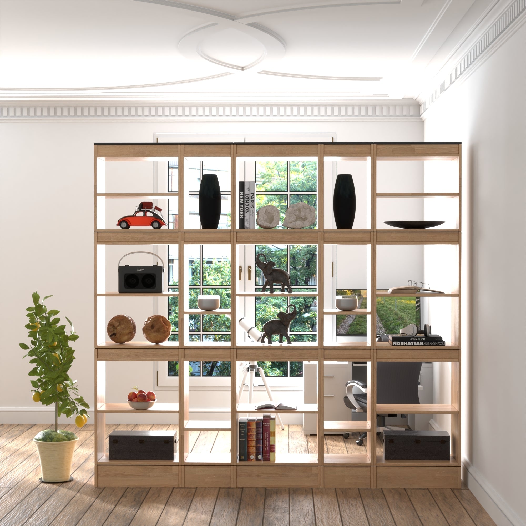 Room Divider Bookcase 5-Column