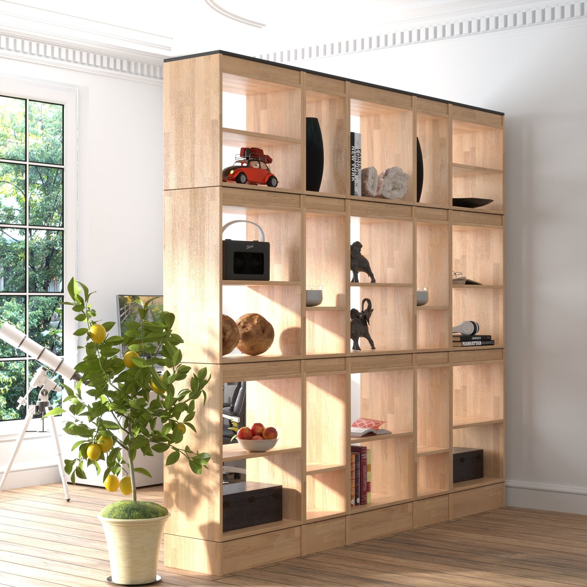 Room Divider Bookcase 5-Column