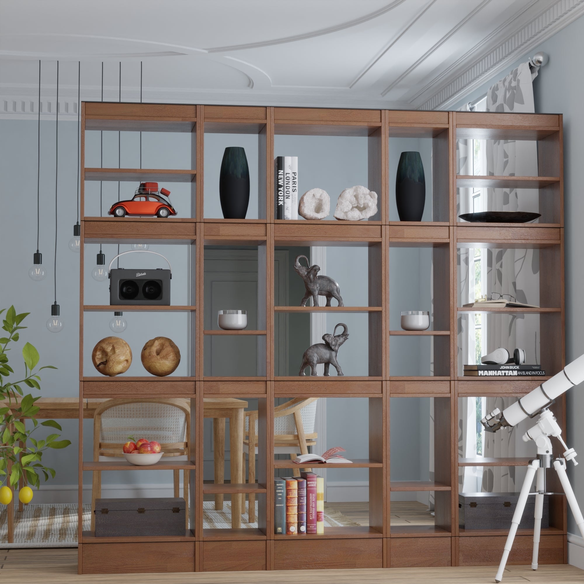 Room Divider Bookcase 5-Column