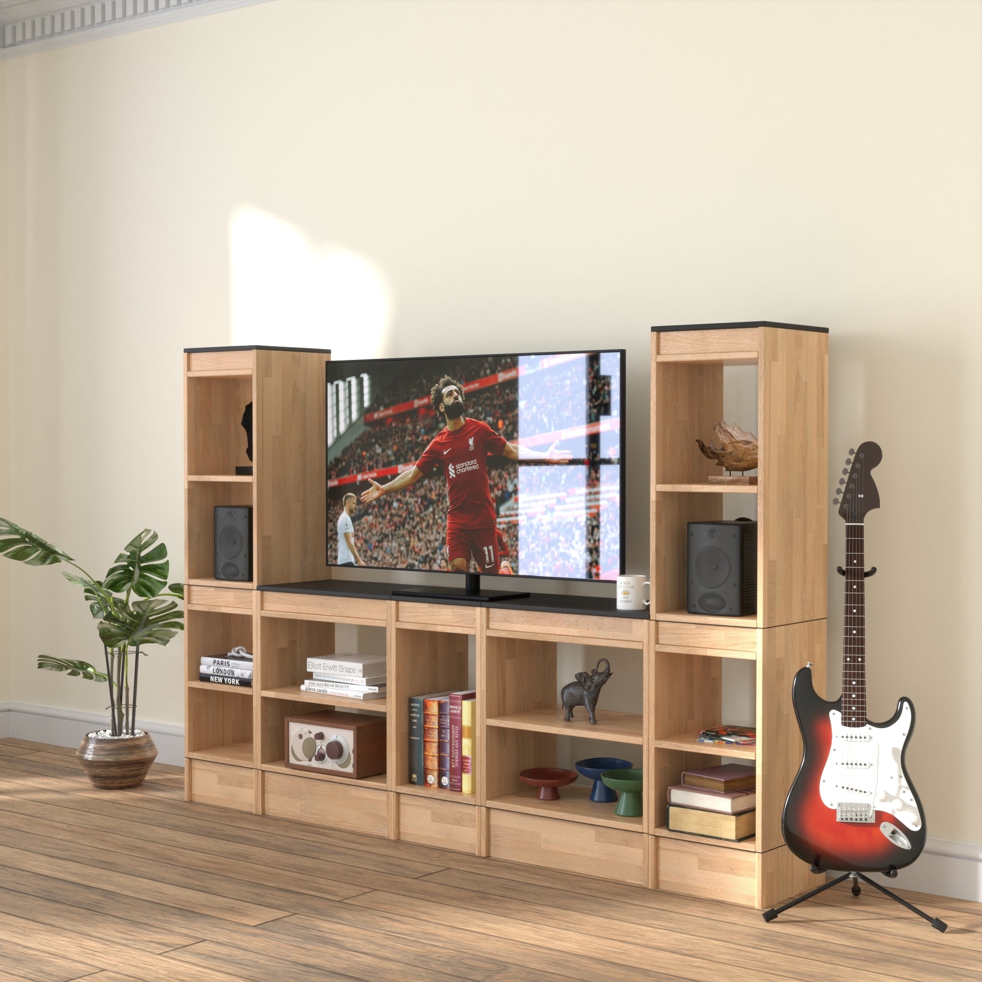 Solid Wood Media Wall Unit