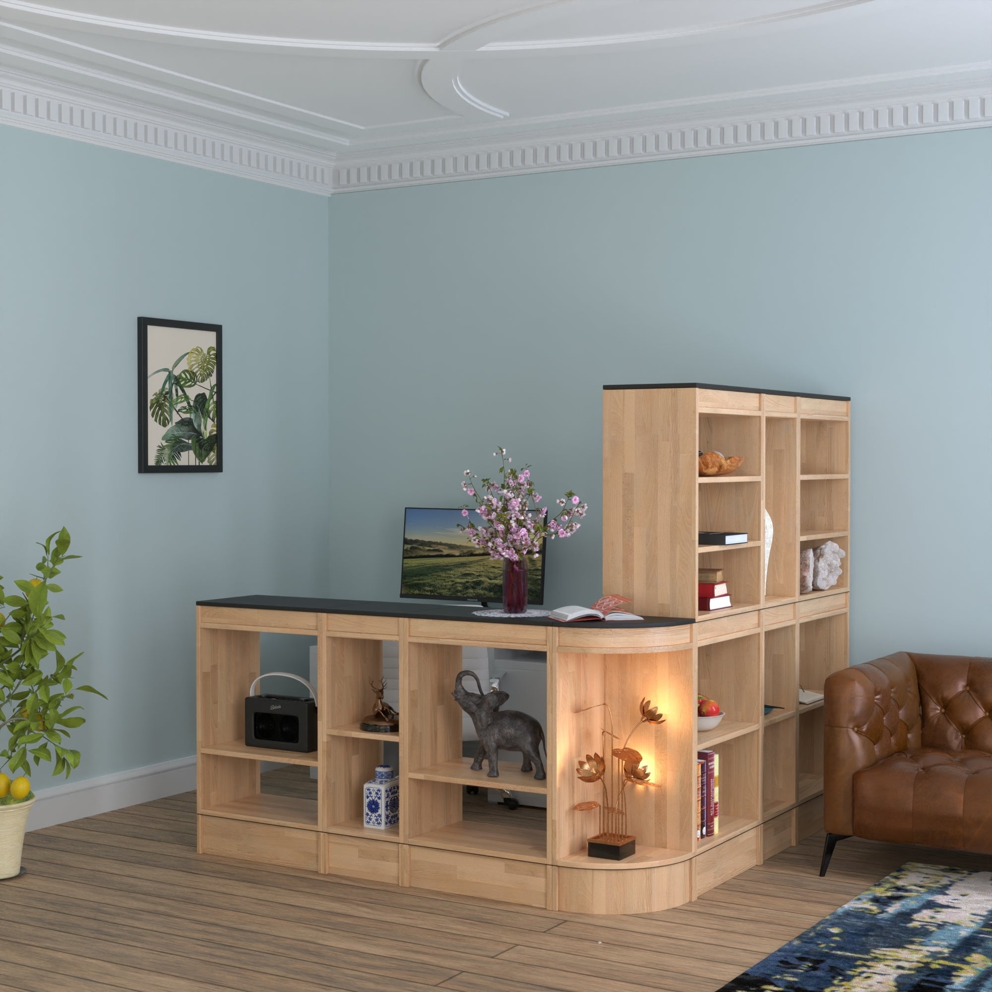 Split-Level Corner Shelf