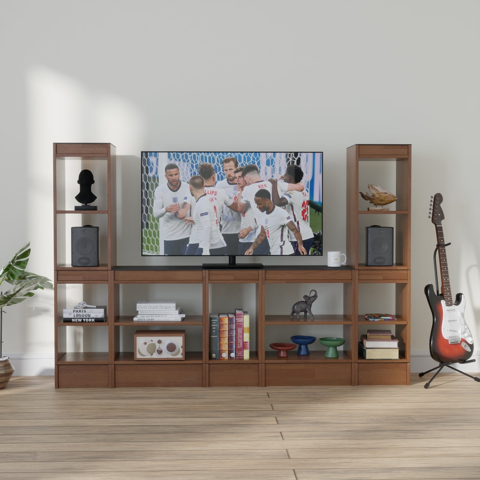 Solid Wood Media Wall Unit